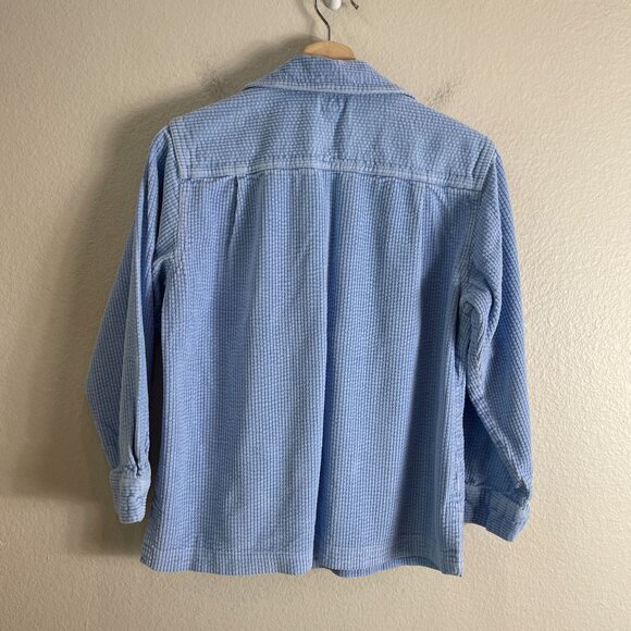 LL Bean Womens XS Petite Blue Wide Wale Comfort Corduroy Button Up Shirt - Picture 8 of 8